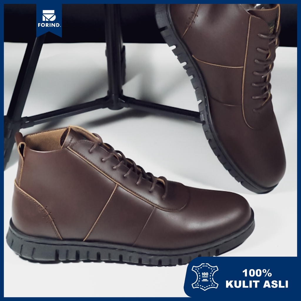 Nathan Brown | Sepatu Kulit Asli Formal Vintage Klasik Simpel Pria Cowok Men Boots | FORIND x BARNUM