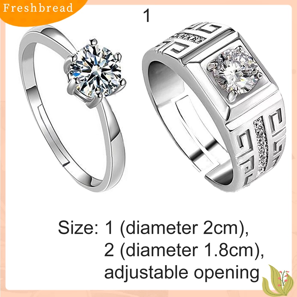 [TERLARIS]Classic Luxury Adjustable Cubic Zircon Couple Engagement Ring Jewelry Accessory for Valentine Day