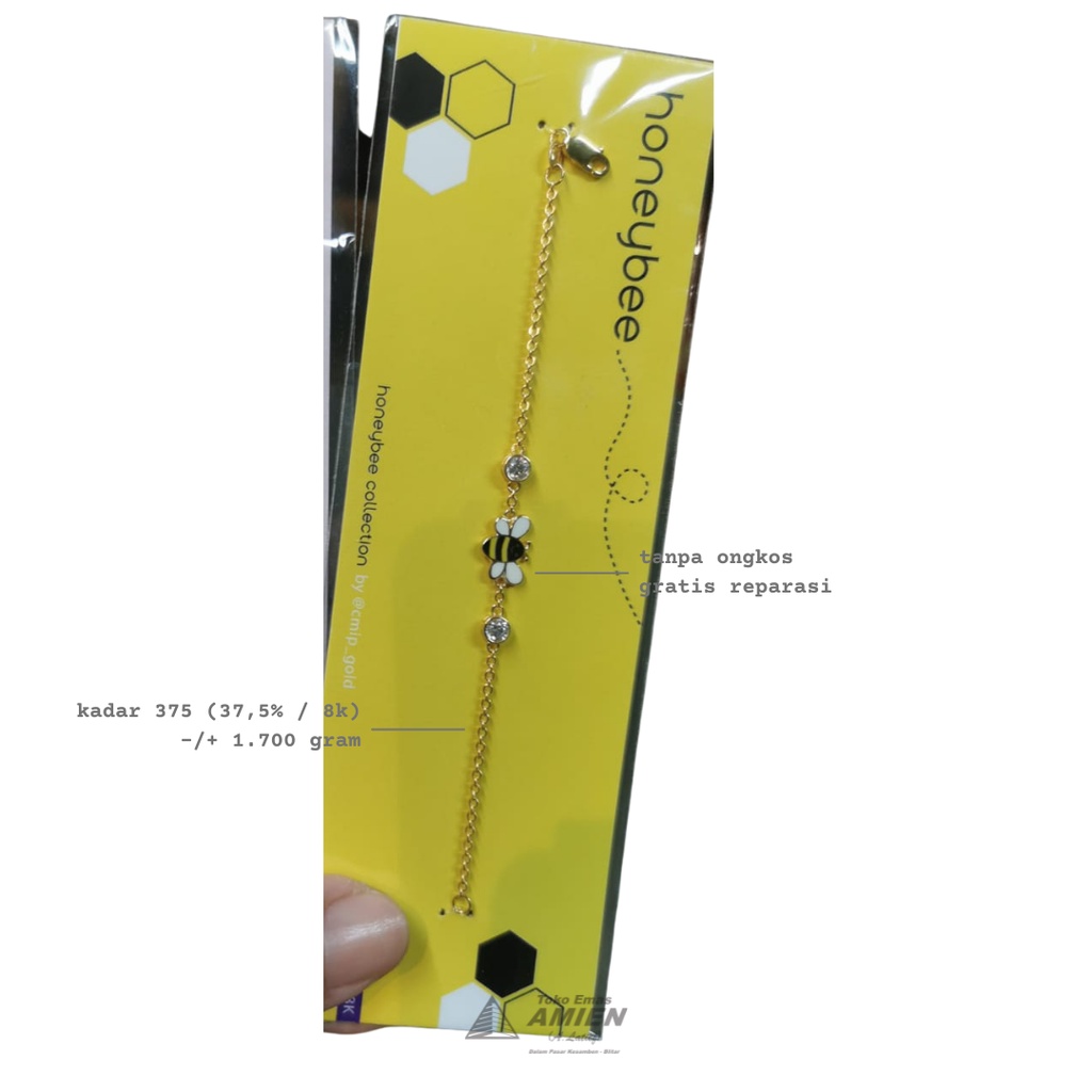 Toko Emas Amien Gelang Anak Emas Asli CMIP Kadar 375 (37,5% / 8K) 1.700 Gram - Bracelet Peek A Boo S