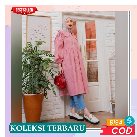 Tunik Wanita Terbaru 2022 / Atasan Murah Kekinian / Outer Remaja Polos / Baju Tunik Rempel Cod / Tun