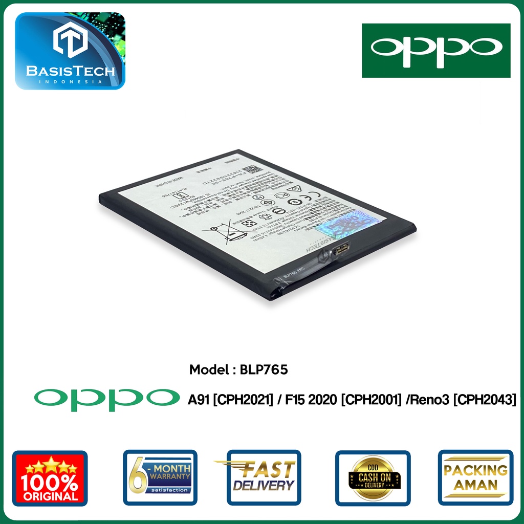 BATERAI OPPO A91 CPH2021 - OPPO F15 2020 CPH2001 - OPPO RENO 3 CPH2043 - BLP765 - ORI