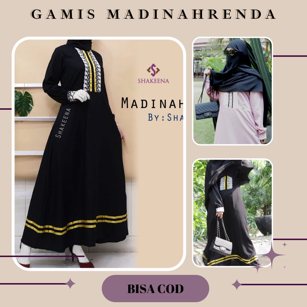 Shakeena Gamis Syari Adem Katun Madinah Premium renda atas bawah