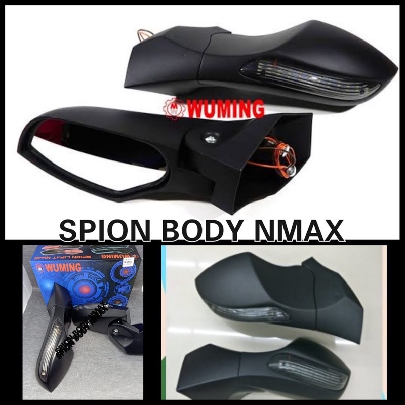 Spion Nmax Lipat + Lampu Sein | Spion Body Nmax Hitam Dof / Spion Tempel Bodi Depan Nmax Plus Sen