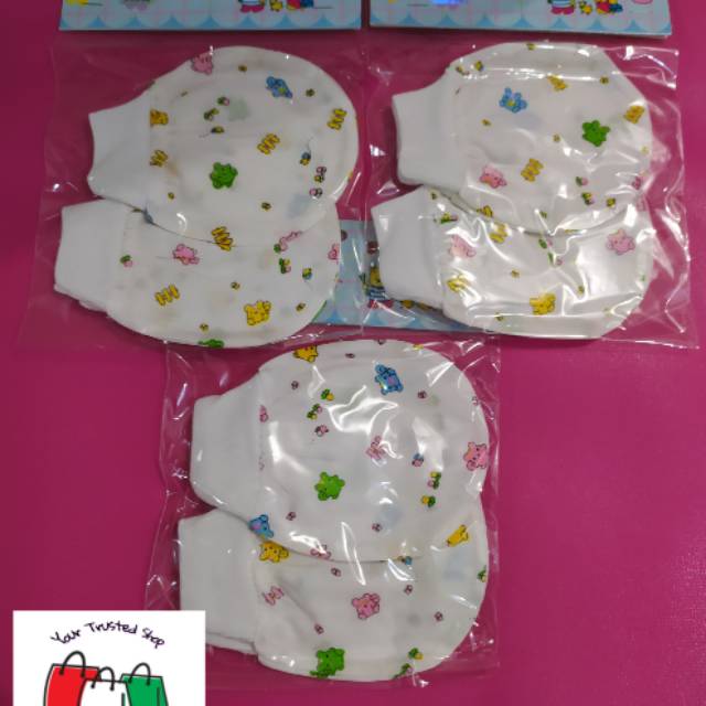 Sarung tangan &amp; Kaki bayi Bib  Newborn Print