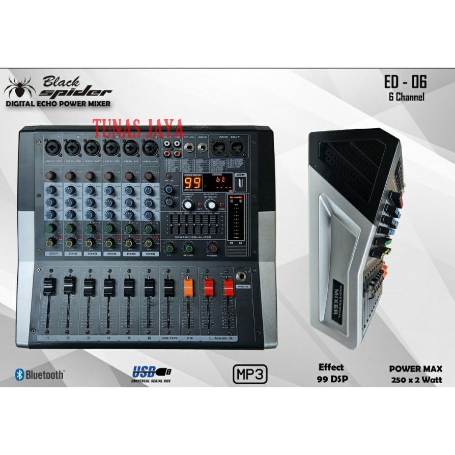 Mixer Blackspider PMX ED 6 6channel Power ED6 ED06 Original