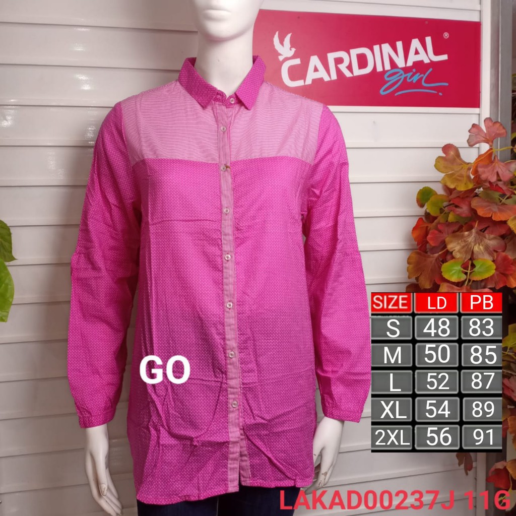 gos CARDINAL GIRL KEMEJA Pakaian Wanita Atasan Hem Casual Santai Motif Kotak Original Lengan Panjang