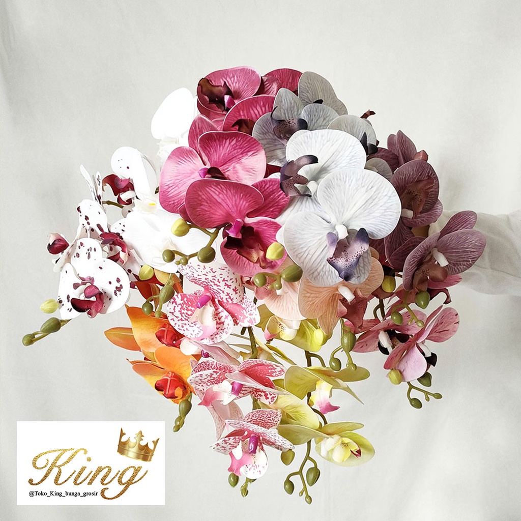 Jual Artificial Flower Baby Orchids 5 Head Bunga Anggrek Latex Tebal