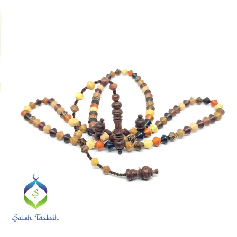 Tasbih Kombinasi 12 Kayu Motig Wajik, Size 8mm_Tasbih Muslim 99 Butir