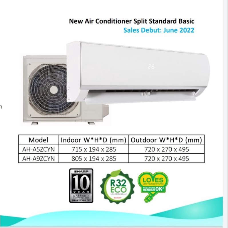 AC Sharp 1PK 9ZCY (Khusus Kota Jambi - Unit Only)