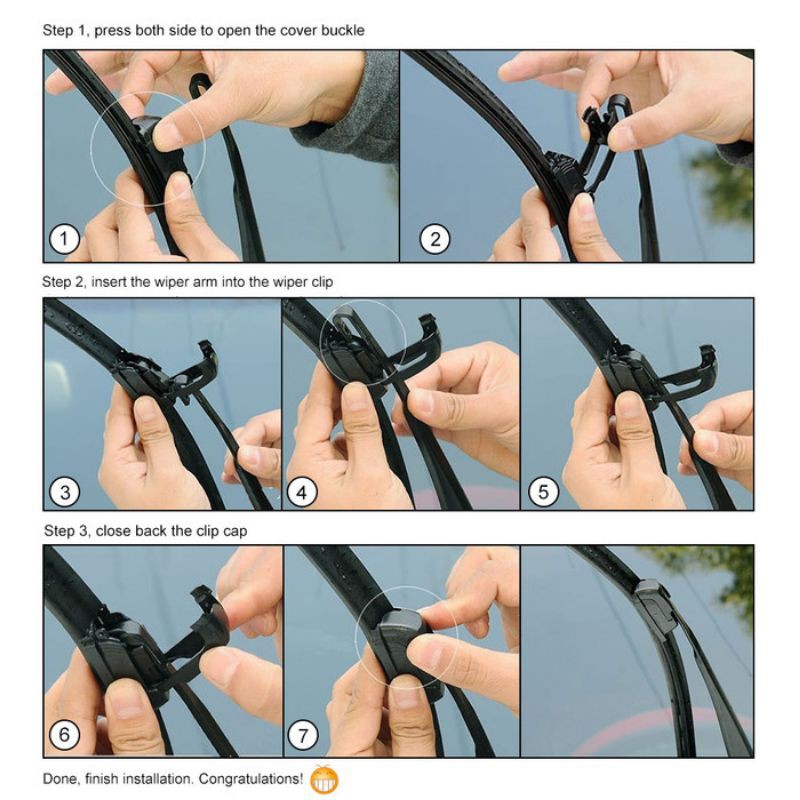 Wiper Kaca Mobil Frameless 2 PCS - Daihatsu Grand Max Grandmax Blind Van Wifer Banana SH196