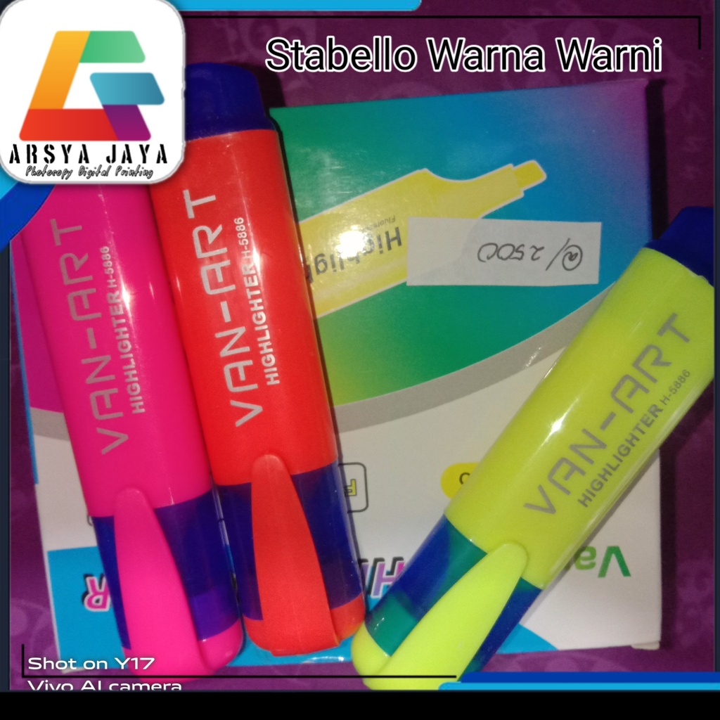 

SATU PCS ( 1 PCS ) Highlighter Stabilo Satu Warna Sunwell / Vanco / Van-Art