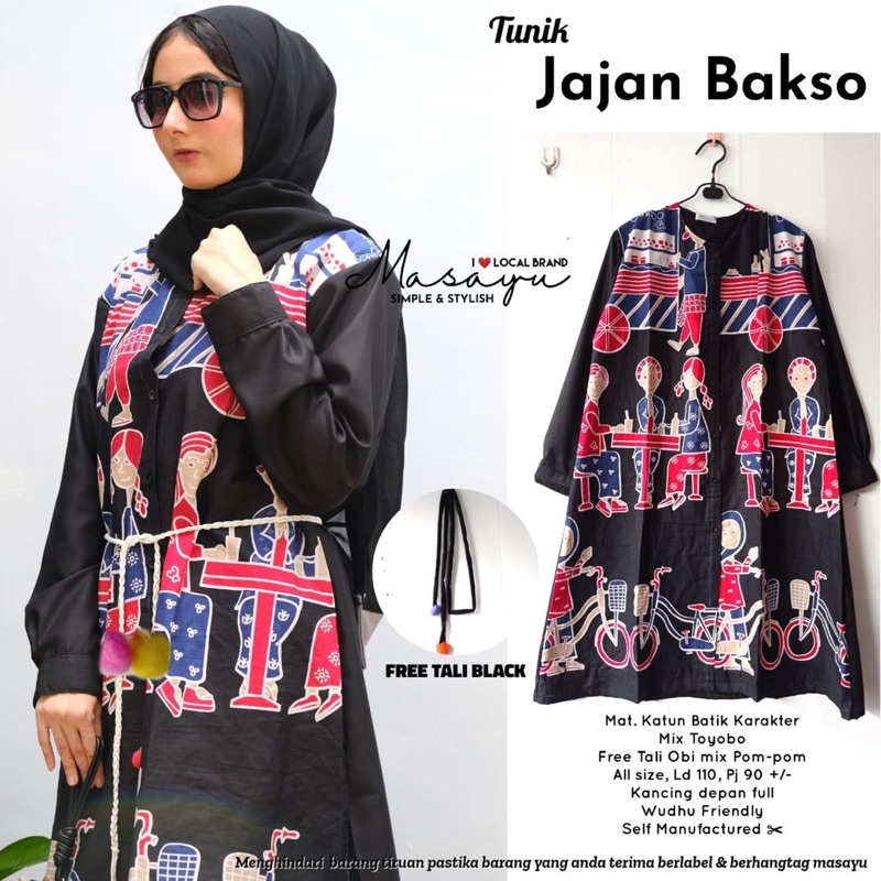 TUNIK JAJAN BAKSO - KATUN BATIK KARAKTER MIX TOYOBO