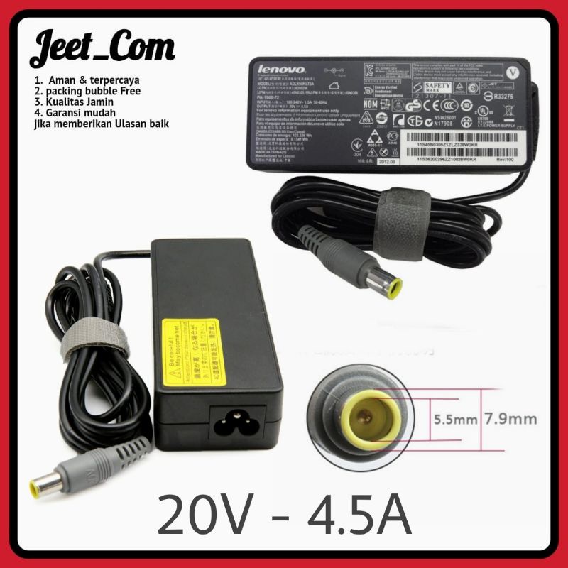 Charger Casan Laptop Lenovo Thinkpad T410 T420 T430 T520 L415 X220 X230 20V 4.5A Jarum