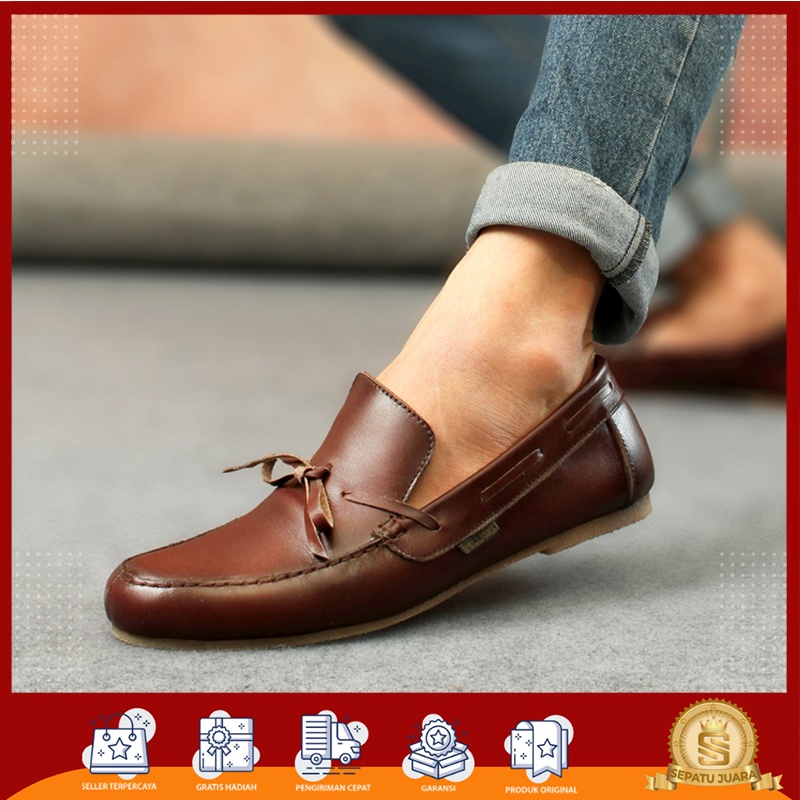 SPJ x FOLK - Sepatu Cowo Formal Kasual Pantopel Fladeo Warna Coklat Terdapat Ukuran 38 - 44cm Acara 
