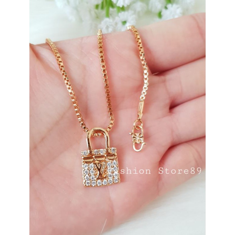 Kalung Import branded bestseller edisi terbatas perhiasan impor branded xuping lapis emas LVB