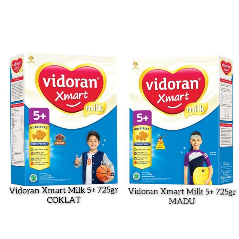VIDORAN Xmart Milk 5+ 700gr MADU / COKLAT. Vidoran Smart 5 plus. 5-12 tahun