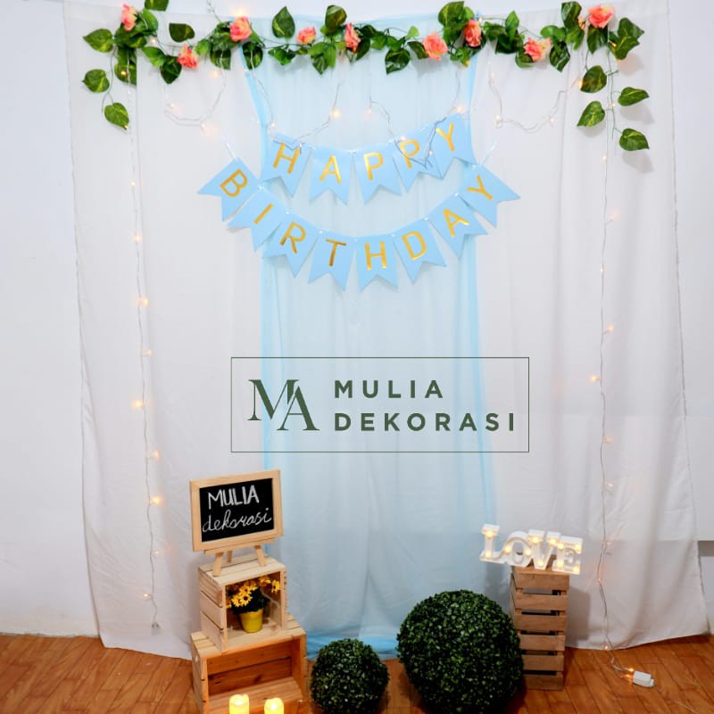 Jual Backdrop Dekorasi Ulang Tahun Happy Birthday 1 set paket Tirai