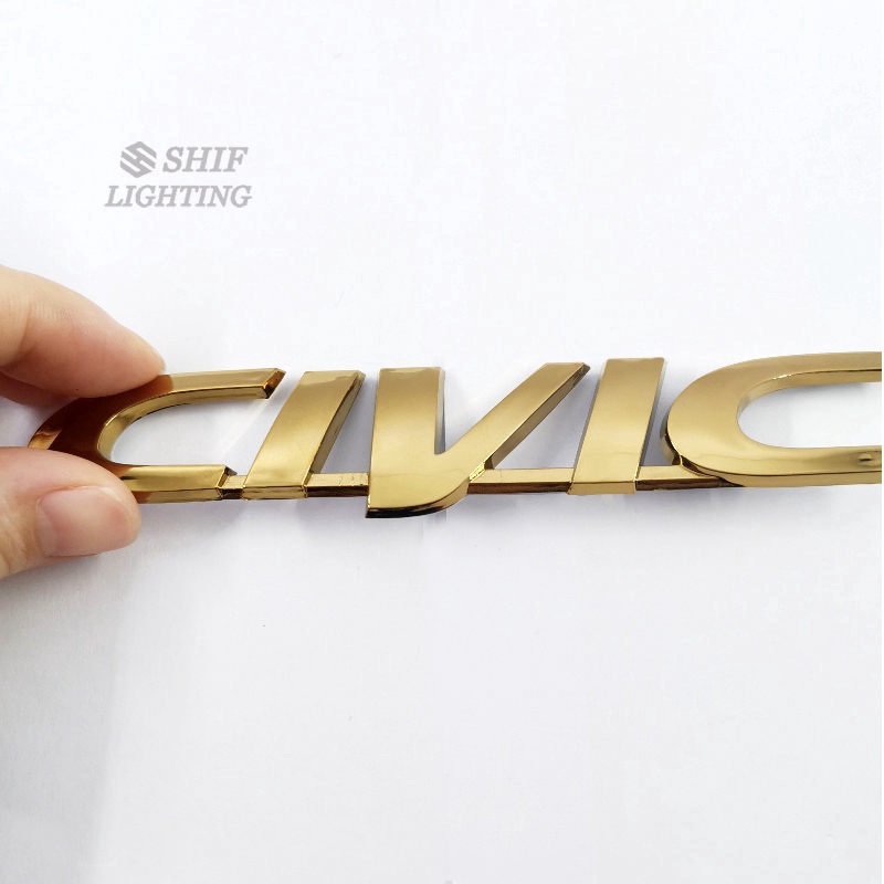 1pc Stiker Emblem Logo Honda Civic Bahan Abs Warna Gold Untuk Bagasi Belakang Mobil