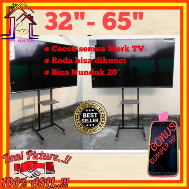 TERLARIS NO#1  Bracket Tv Standing 24 32 40 42 43 50 55 60 65 INCH UNIVERSAL 24&quot; S/D 65&quot; Roda COCOK BANYAK MERK TV