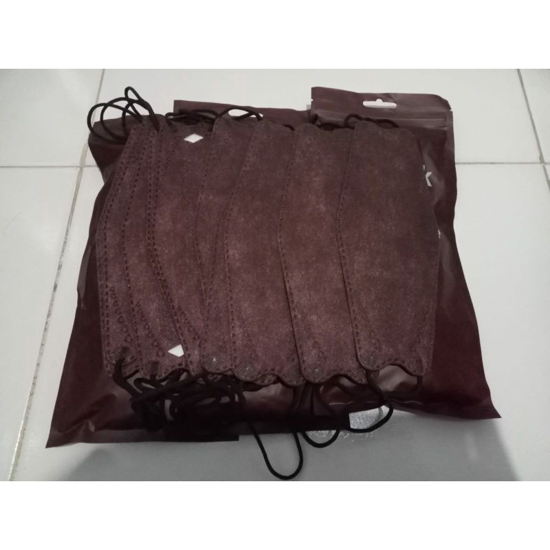 Masker kf94 4ply brown/coklat tua untuk dewasa 1 pack isi 10 pcs harga promo kemasan plastik
