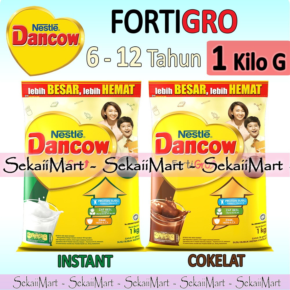 

DANCOW Fortigro 1 Kg Instant / Cokelat / Full Cream - Susu Bubuk 6-12 Tahun Kemasan 1 Kilo