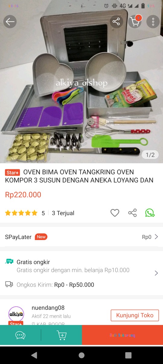 Oven Bima Oven Tangkring Oven Kompor 3 Susun Dengan Aneka Loyang Dan Peralatan Dekorasi Kue Murah