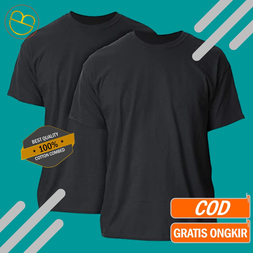 KAOS POLOS COTTON COMBED 30S HITAM / KAOS DISTRO BAJU POLOS PRIA ATASAN PRIA COTTON COMBED