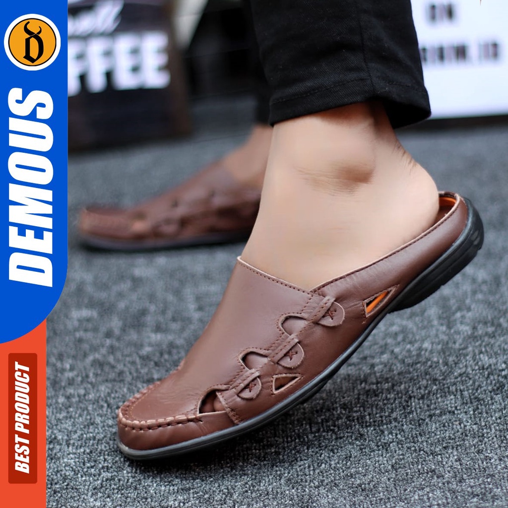 DEMOUS Picolo - Sepatu Sandal Bustong Pria Casual Kulit Asli