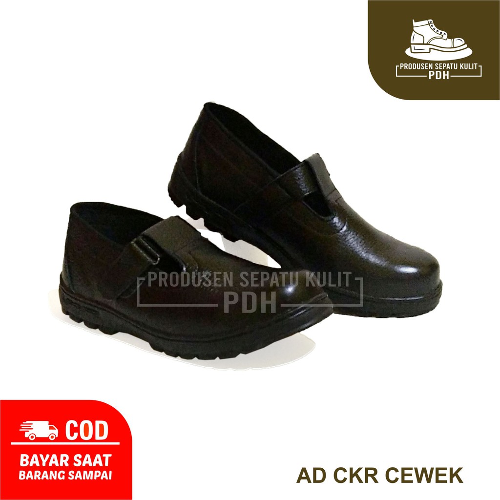 SEPATU SAFETY WANITA SEPTI CEWEK KULIT ASLI SEPATU SEFTY CEWEK SLIP ON UJUNG BESI SEPATU SEKOLAH PROYEK