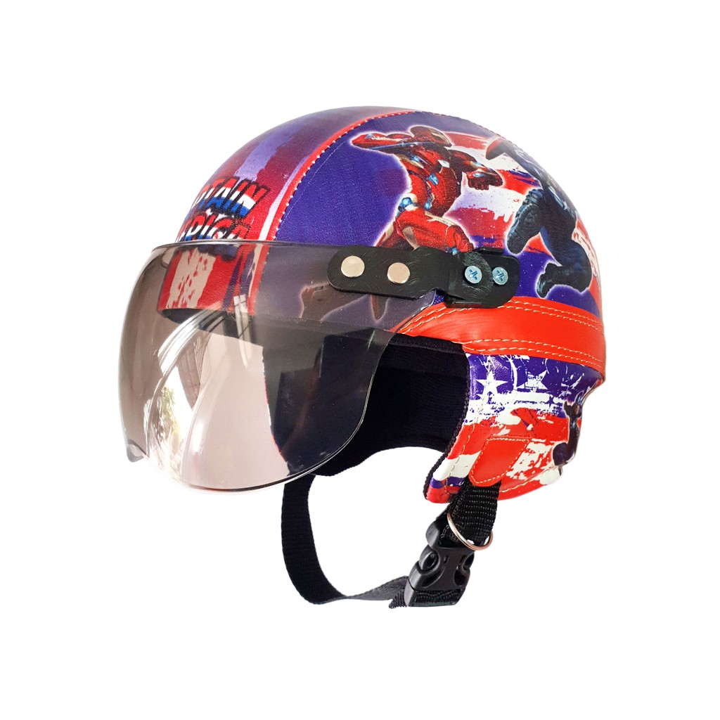 Helm Anak SPECIAL RETRO CAPTAIN AMERICA Murah / Helmet Non SNI / Helm Karakter Kartun Lucu / Helm Anak Cowok Laki Laki 1 2 3 4 5 Tahun