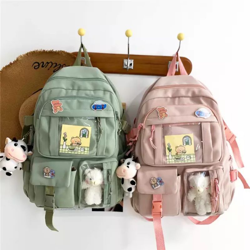 HOT SALE 18 LINK DISKON TAS IMPORT KOREA TERBARU BAHAN ASLI IMPORT/TAS SEKOLAH MODEL KOREA/PRODUCT TERLARIS TAS KOREA STYLE GRATIS ACCECORIS PIN ACRYLIC STIKER ANIMASI DAN GANTUNGAN BONEKA CUTE/TAS IMPORT ASLI KOREA/TAS KEKINIAN/TAS VIRAL