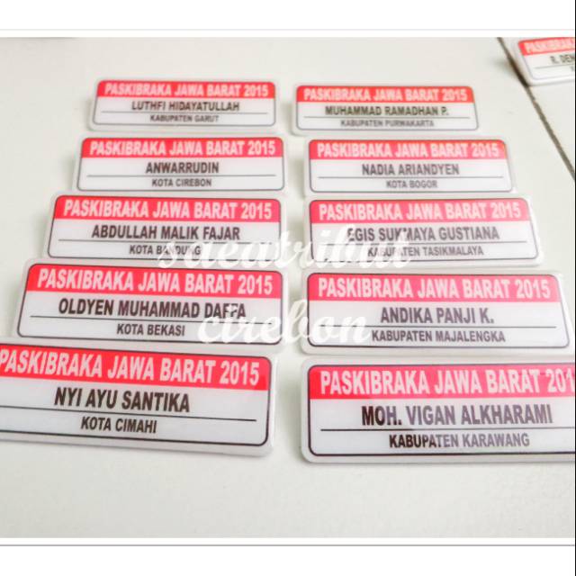 

Nama Dada/Papan Nama/Nametag Paskibra Akrilik fiber