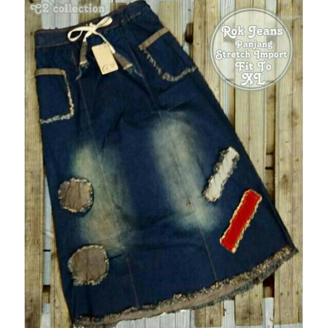 Rok jeans panjang import premium Bangkok