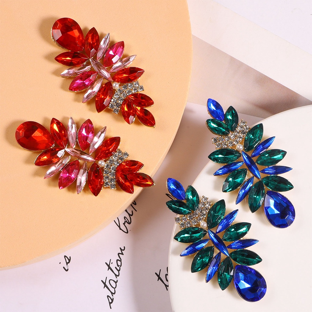 Hu Hu Hu Hu Hu Alat Bantu Pasang Kacamata♡ 1 Pasang Anting Stud Bentuk Water Drop Aksen Berlian Imitasi Untuk Wanita