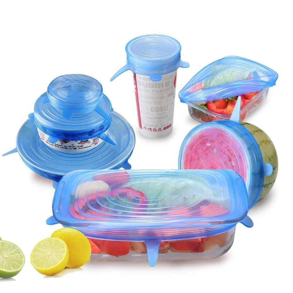 BABEE - PENUTUP MAKANAN SILIKON 6 IN 1 ANTI TUMPAH / PENUTUP MANGKOK PIRING SILICONE / COVER MAKANAN