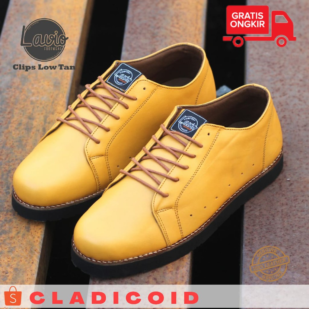 SEPATU CASUAL PRIA BAHAN KULIT ASLI PREMIUM. SEPATU CASUAL KEREN LAVIO CLIPS LOW/PENDEK ORIGINAL