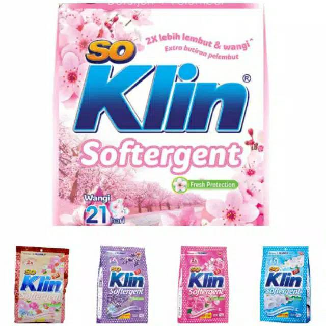 SO KLIN Softergent Powder Detergent  770/800 gram (dapat piring hanya pengiriman GOSEND)