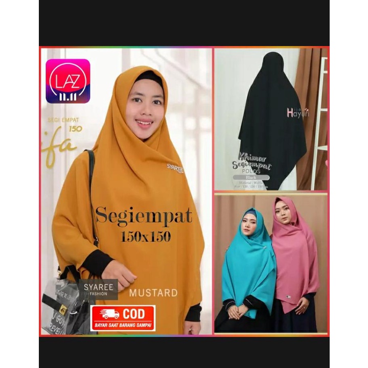 [PROMO] Jilbab / Hijab SEGIEMPAT Wolfis 150X150 CM - Kerudung Segi Empat Woolpeach Tebal kerudung terbaru 2021