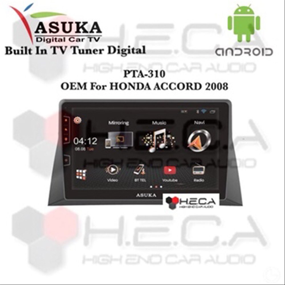 Asuka PTA-310 TV For HONDA ACCORD 2008 Head Unit OEM Double Din TV Tuner Digital Android