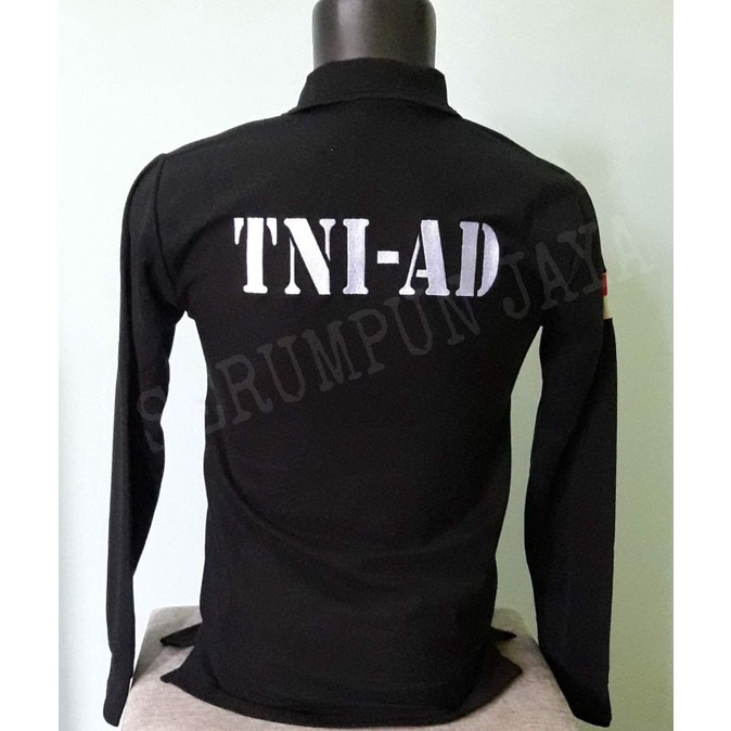 KAOS TNI AD HITAM PANJANG - KAOS KERAH TNI AD FULL BORDIR - KAOS TNI AD HITAM LENGAN PANJANG