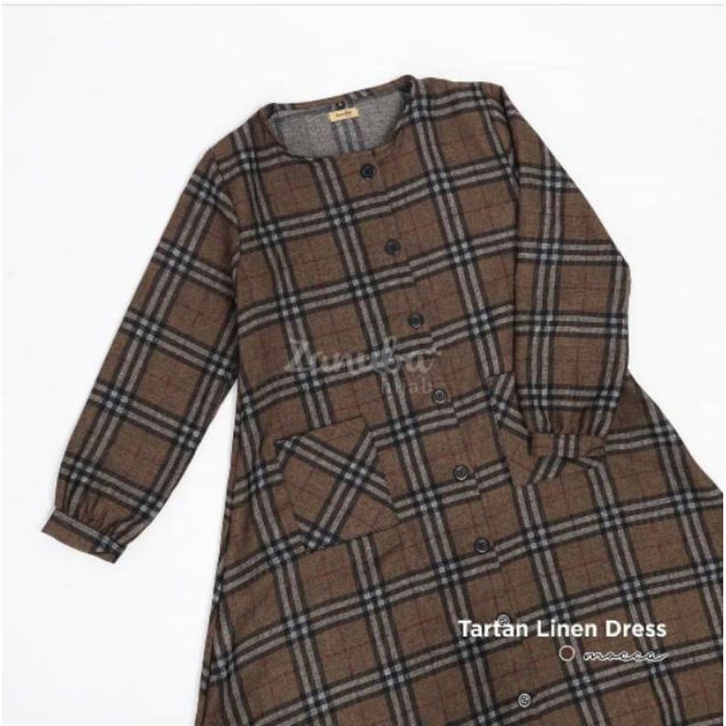 Gamis tartan / gamis linen / Gamis Tartan Linen Zanuba / gamis kotak kotak / gamis blueberry / gamis