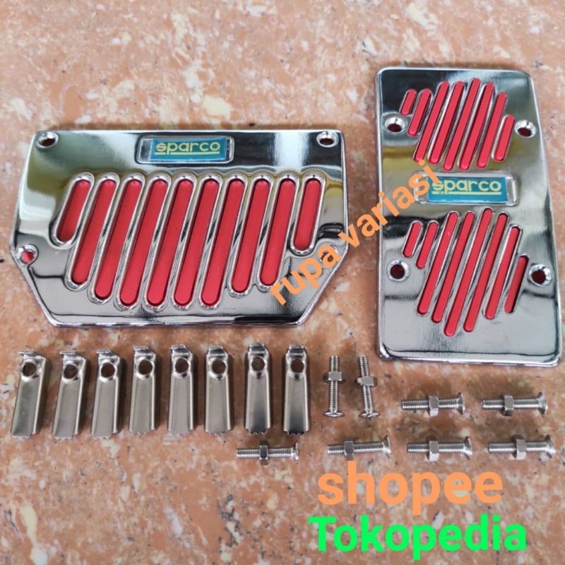 pedal gas + rem mobil matik matic warna merah crome hitam