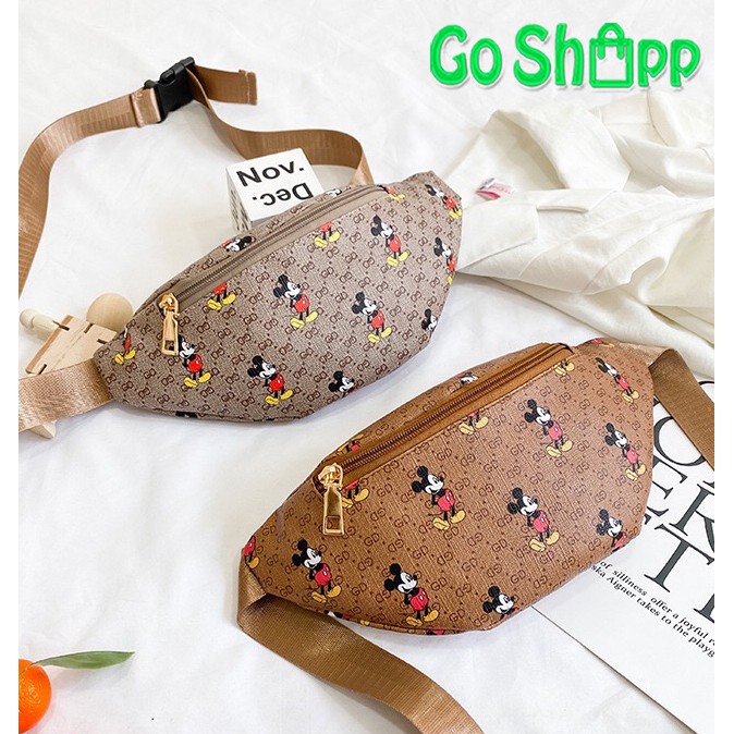 Waist Bag Import Kulit PU Motif Mickey - Waist Bag Wanita Import - Tas Pinggang Wanita [WB04]