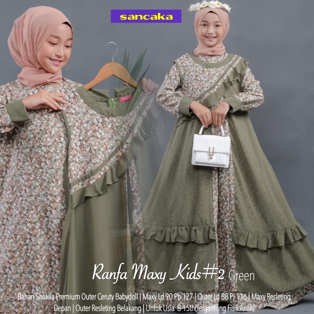FLOW MAXY BY UNIQUE / RANFA MAXY KIDS BY SANCAKA / GAMIS ANAK BAHAN KATUN MURAH / DRESS MUSLIMAH KID