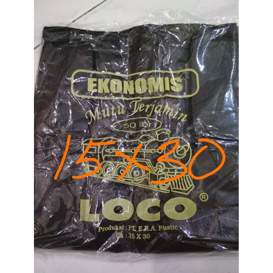 Kantong Plastik Kresek LOCO Hitam Tipis Ekonomis 15 x 30