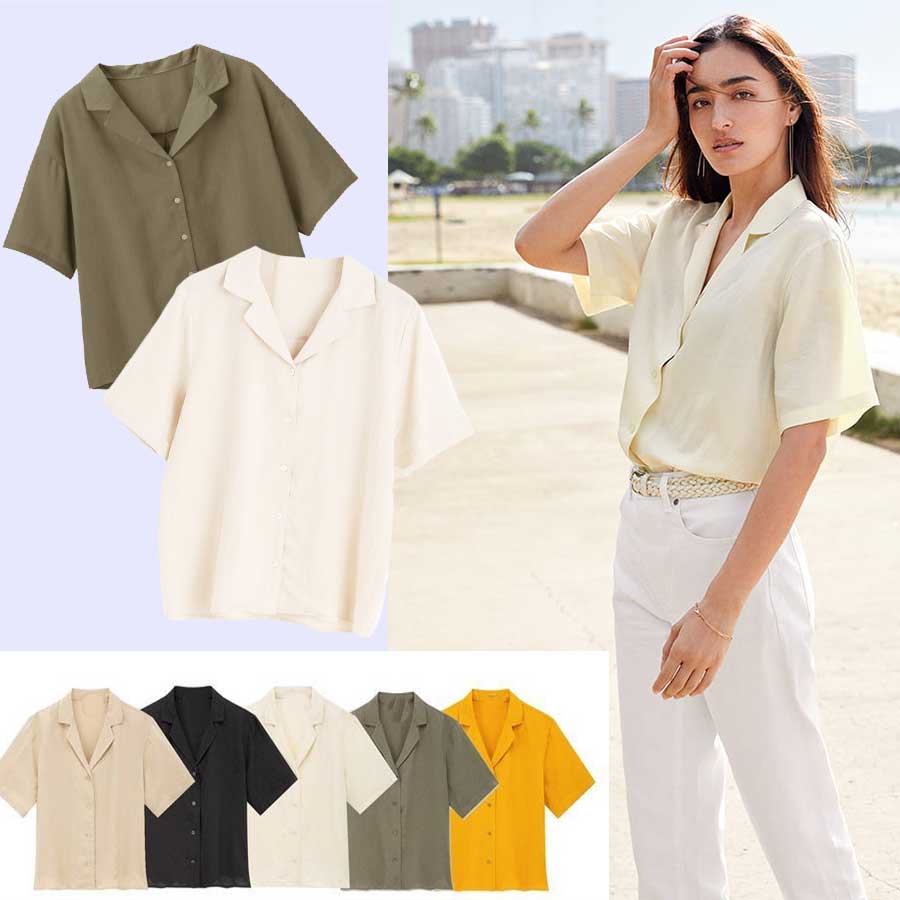 BLOUSE WANITA ANKO CAMP COLLAR BLOUSE-3