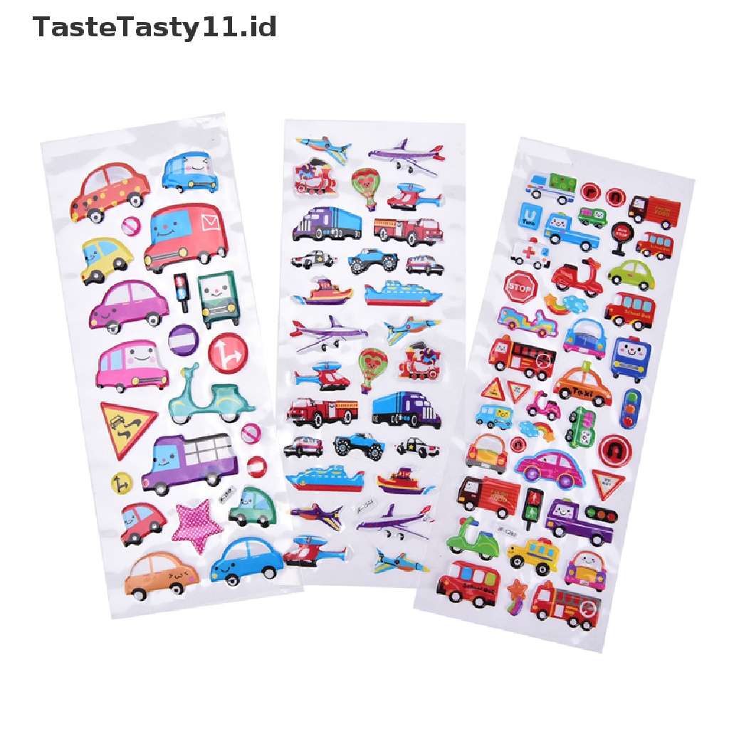 2 Pcs Stiker Label Motif Kartun Transportasi Untuk Dekorasi Buku Catatan / Diary