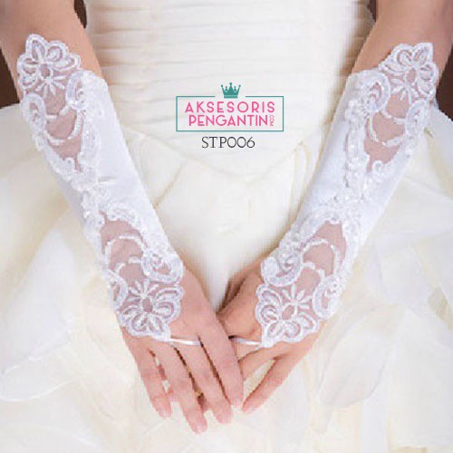 [PRODUK TERBATAS] SARUNG TANGAN WEDDING GLOVES FINGERLESS AKSESORIS PENGANTIN STP 006