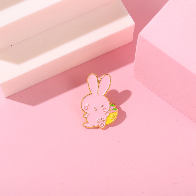 Cartoon Pink Rabbit Pin Cute Animal Badge Brooch Lapel Pin Gift for Friend