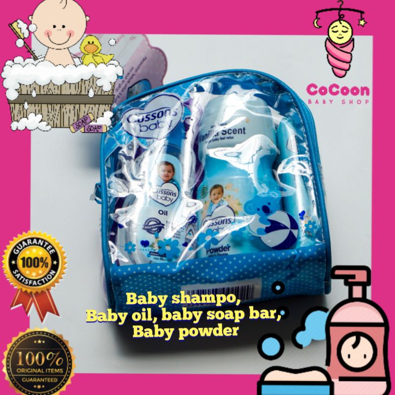 Paket Perawatan Mandi Bayi Oil + Powder + Soap + Shampo Cussons Baby